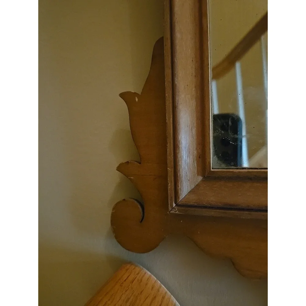 Antique Vintage Maple Chippendale‎ Glass Mirror